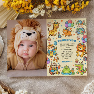 Carte De Remerciements Toutes les bêtes de fête sont invitées Anniversair