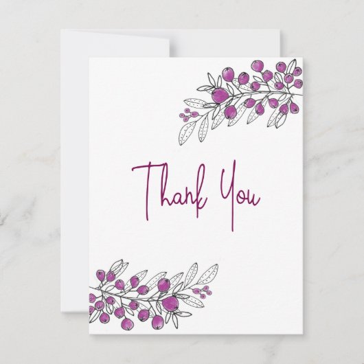 Carte De Remerciements Toutes les occasions Gratitude Purple Berries Feui (Devant)