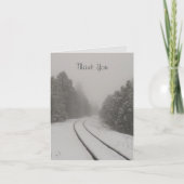 Carte De Remerciements Traces ferroviaires dans Fog et Snowy Woods (Devant)