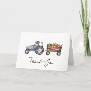 Carte De Remerciements Tracteur agricole rustique Baby shower d'ours en p