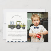 Carte De Remerciements Tracteur de ferme vert bleu mignon pour enfants Ph (Devant)