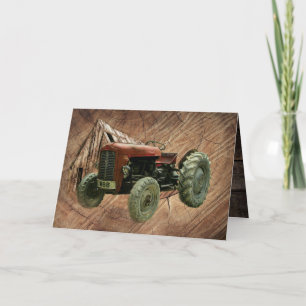 Carte De Remerciements Tracteur rouge vintage Rustic Grange Shopping Merc