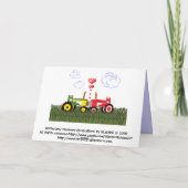 Carte De Remerciements Tracteurs embrassés sous les cœurs (Dos)