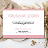 Carte De Remerciements Traditional Bottle Rose Pink Memorial Thank