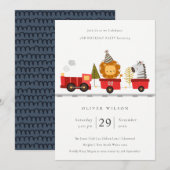 Carte De Remerciements Train animal boisé mignon n'importe quel âge Invit (Devant / Derrière)