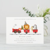 Carte De Remerciements Train animal boisé mignon n'importe quel âge Invit (Debout devant)