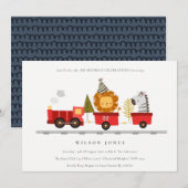 Carte De Remerciements Train animal boisé mignon n'importe quel âge Invit (Devant / Derrière)