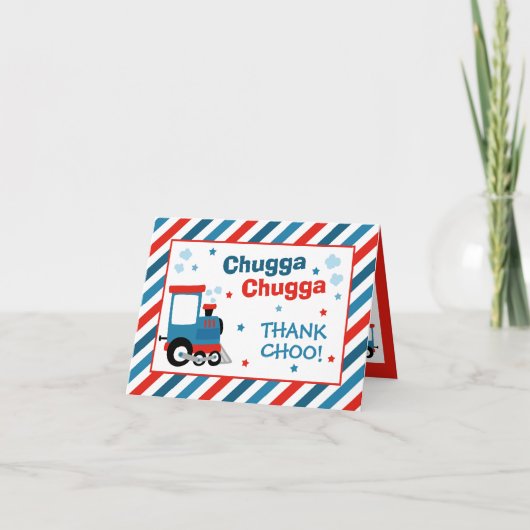 Carte De Remerciements Train Anniversaire Décor Chugga Chugga Deux Deux (Devant)
