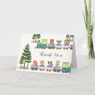 Carte De Remerciements Train Choo Choo Animaux Sauvages de Safari Baby Sh