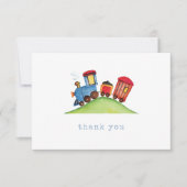 Carte De Remerciements Train Choo Choo Anniversaire Aquarelle (Devant)