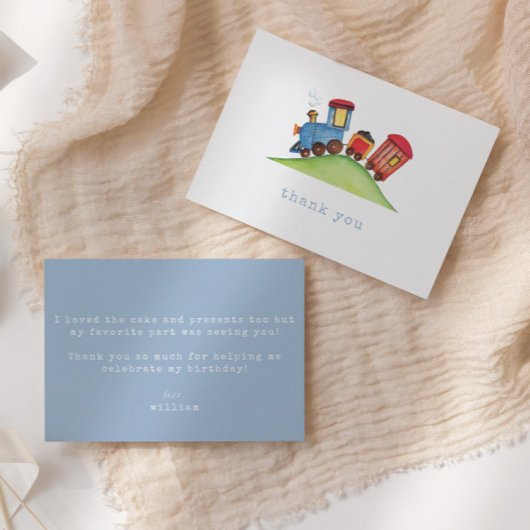 Carte De Remerciements Train Choo Choo Anniversaire Aquarelle