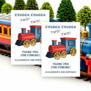 Carte De Remerciements Train Chugga Two Two Deuxième Anniversaire