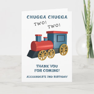 Carte De Remerciements Train Chugga Two Two Deuxième Anniversaire