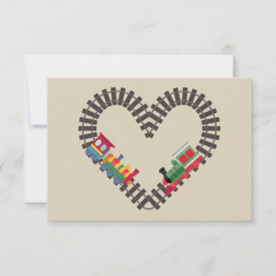 Carte De Remerciements Train de la Saint-Valentin Chemin de fer Cœur 