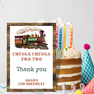 Carte De Remerciements Train Deuxième fête d'anniversaire Chugga Chugga D