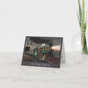 Carte De Remerciements Train Vintage L'Express de Nuit Sombre