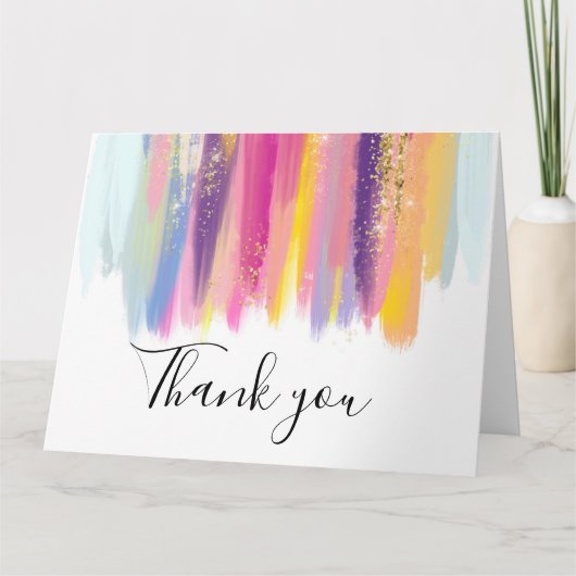 Carte De Remerciements Trait de peinture coloré (Devant)