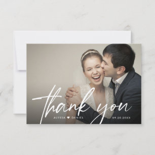 Carte De Remerciements Traitement de script Mariage de coeur photo
