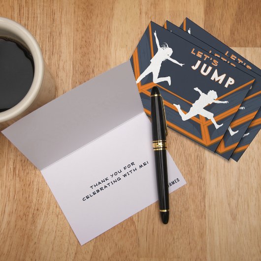 Carte De Remerciements Trampoline Park Jump Orange Birthday Party