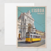 Carte De Remerciements Tramway Jaune, Arc De Rue Augusta. Lisbonne, Portu (Devant / Derrière)