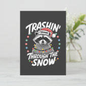 Carte De Remerciements Trashing Through the Snow Funny Raccoon Christmas (Debout devant)