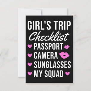 Carte De Remerciements Travel Art Girls Trip Checklist