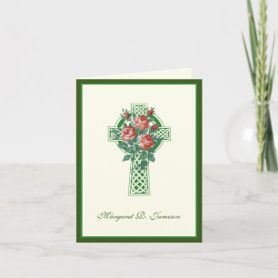 Carte De Remerciements Trèfles Croix Celtique Irlandaise Roses Rouges Con