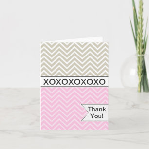 Carte De Remerciements Trendy Chic Pink Chevron XOXO Thank You Card