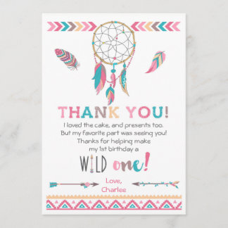 Carte de remerciements tribal sauvage de Boho