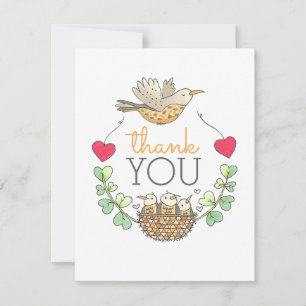 Carte De Remerciements Triplets Baby shower Oiseau