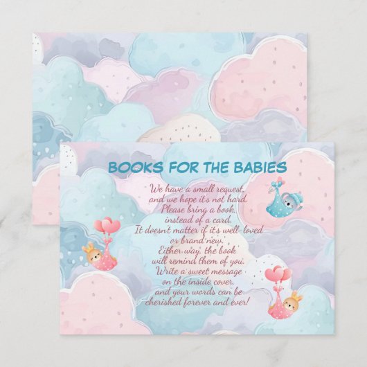 Carte De Remerciements Triplets Books for the Babies (Devant / Derrière)