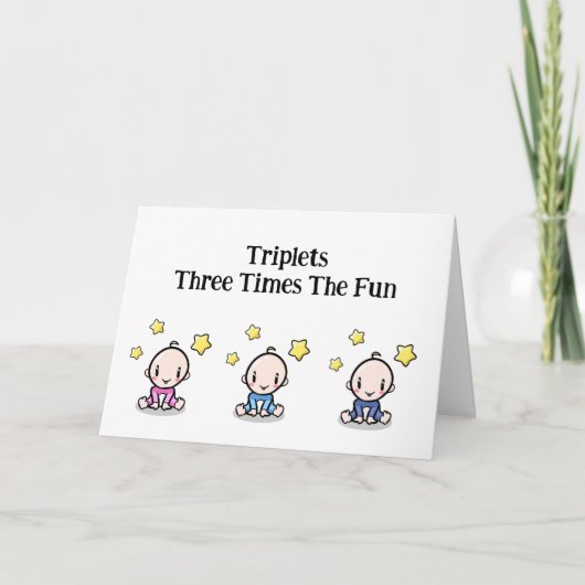 Carte De Remerciements Triplets Félicitations Card, 1 fille et 2 garçons, (Devant)