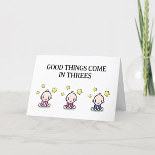 Carte De Remerciements Triplets Félicitations Card, 2 filles, 1 garçon,