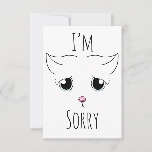 Carte De Remerciements Triste visage de chat : Je suis désolé (Devant)