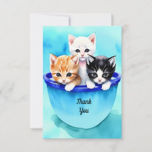 Carte De Remerciements Trois Beaux Chatons (Devant)
