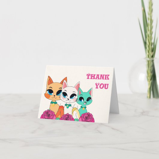 Carte De Remerciements Trois Chats (Devant)
