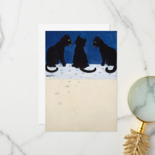 Carte De Remerciements Trois chats noirs dans la neige par Louis Wain