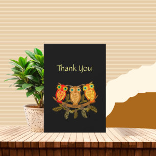 Carte De Remerciements Trois chouettes