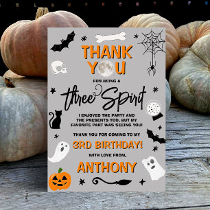 Carte De Remerciements Trois Esprits ! Halloween 3e anniversaire