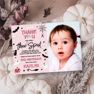 Carte De Remerciements Trois Esprits ! Photo d'anniversaire des 3 ans d'H