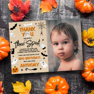 Carte De Remerciements Trois Esprits ! Photo d'anniversaire Halloween 3 a