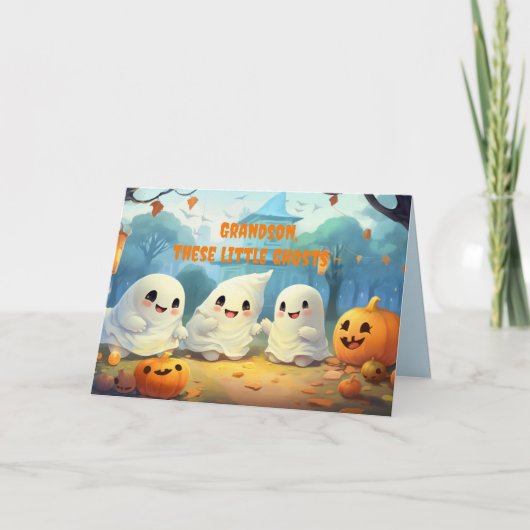 CARTE DE REMERCIEMENTS TROIS GHOSTS GRANDSON HALLOWEEN CARD (Devant)