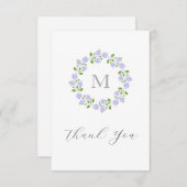 Carte De Remerciements Trois Hydrangées d'aquarelle à couronne de fleurs (Devant / Derrière)