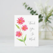 Carte De Remerciements Trois marguerites aquarelle rose corail (Debout devant)