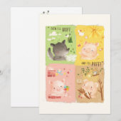 Carte De Remerciements Trois petits cochons et grand méchant loup (Devant / Derrière)