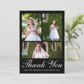 Carte De Remerciements Trois photos vert première communion Noir (Debout devant)