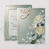 Carte De Remerciements Trois Roses Blanches/Triage Or (Devant / Derrière)