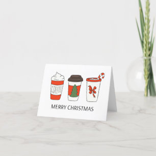 Carte De Remerciements Trois tasses à café en papier de Noël, boissons ch
