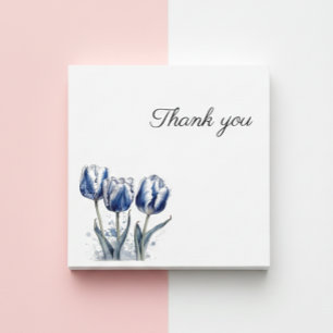 Carte De Remerciements Trois Tulipes Bleu Delft