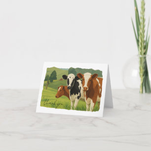 Carte De Remerciements Trois vaches de champ